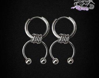 Brincos de argola com furo: brincos unissex em aço inoxidável com furo em formato de ferradura.