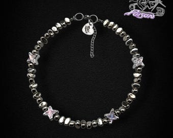 Gargantilha em formato de estrela: colar gargantilha com contas em formato de estrela, aço inoxidável e contas de acrílico.