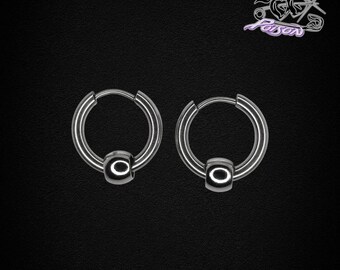 Brincos Echo Hoop: brincos de argola minimalistas unissex em aço inoxidável com contas.