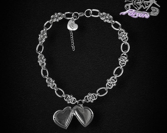 Colar Gargantilha Memory: corrente de aço inoxidável com pingente de coração