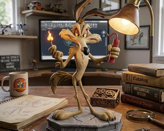 Archivo STL de Wile E. Coyote para impresión 3D, estatua de personaje de dibujos animados en formato STL.