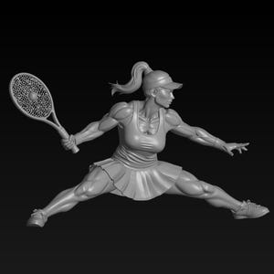 Escultura de tenista, atleta musculosa, arte de fan STL (impresión 3D, decoración de escritorio)