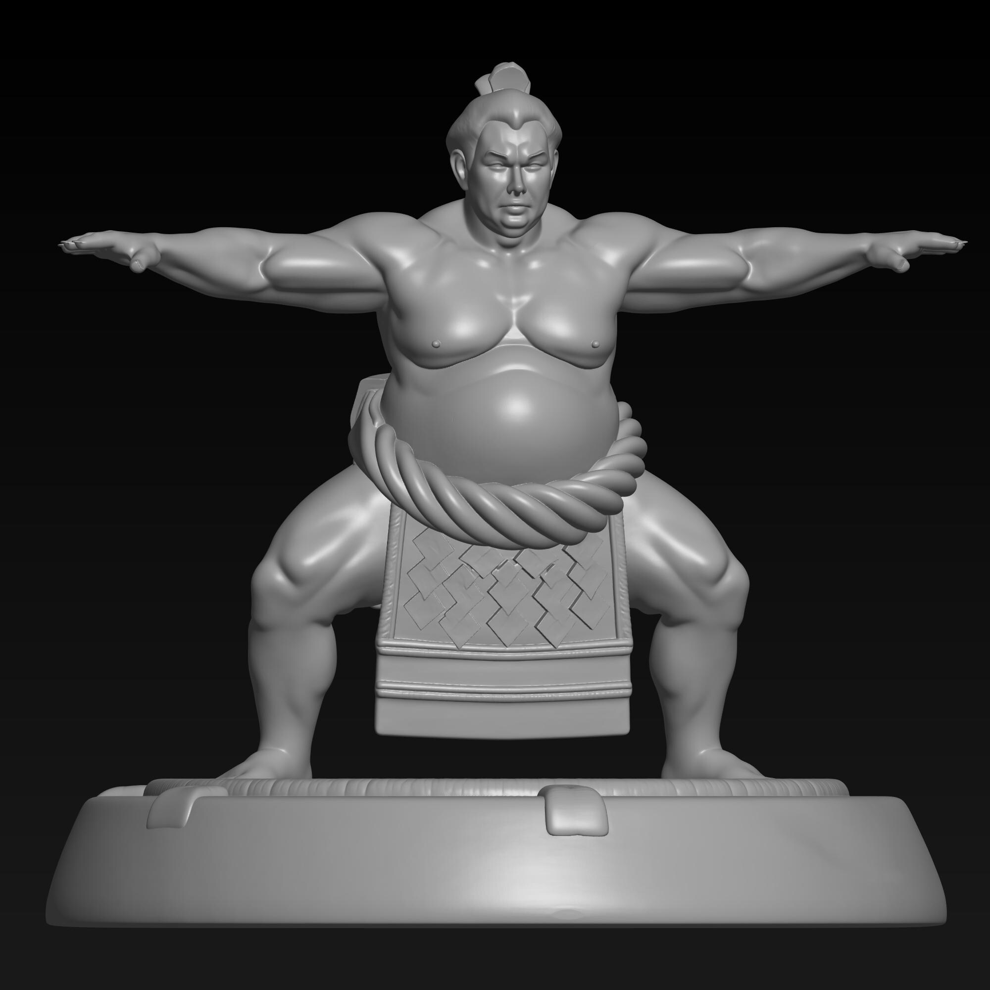 Statue Sumo – Blanc, Plâtre Dur – Sculpture Homme – Occasion (excellent état)