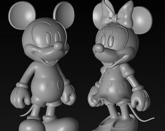 Mickey & Minnie Mouse STL File – 3D Printable Cartoon Figurine (Digital Download)