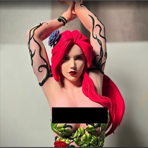 Estatua de resina inspirada en la hiedra venenosa, pintada a mano. Figura coleccionable de fantasía para adultos. Arte de exhibición de villanos botánicos.