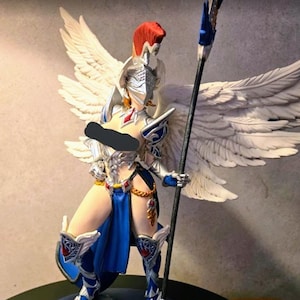 Figura de resina de valquiria pintada a mano / Fan Art de guerrero de fantasía / Estatua de exhibición hecha a mano