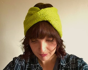 Lime Twisted Knit Headband