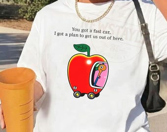 Fast Car Apple PNG, Funny Retro Fruit Car Design, Cute Aesthetic Apple Vehicle Sublimation PNG, Vintage Humor Shirt Digital Download