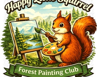 Happy Squirrel Painting T-Shirt, Whimsical Woodland Art (Digital Download)
