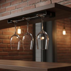Elevate Under-Cabinet Wine Glass Rack – Minimalist Screw-Free Stemware Holder