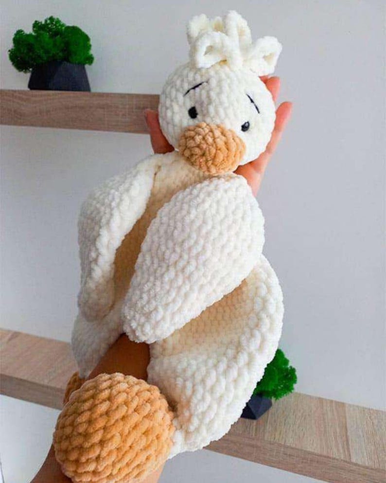 Plush Duck Lovey crochet pattern listing photo by TAdrop