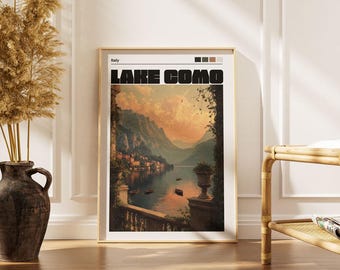 Comer See Italien Kunstdruck: Sonnenuntergang Italien Poster | Italienische Wandkunst