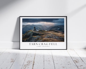 Tarn Crag Fell Mountain Print: Lake District Hiking Poster - Cumbria Wall Art Landscape