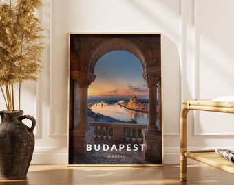 Budapest City Travel Poster: Hungray Wall Art Print