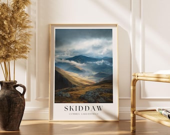 Impresión de la montaña Siddaw - Póster de senderismo del Distrito de los Lagos - Arte mural de Cumbria