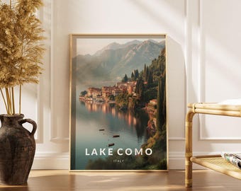Comer See Italien Kunstdruck: Sonnenuntergang Italien Poster | Italienische Wandkunst