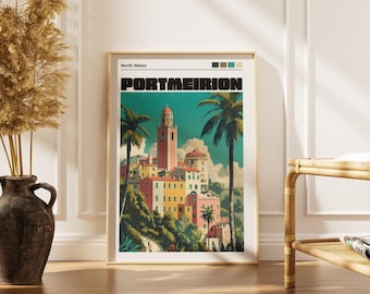 Portmeirion Village Art Print – North Wales Seaside Travel Poster - Wall Art