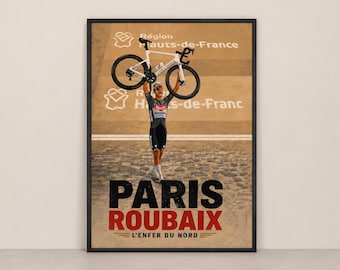 Stampa artistica Parigi Roubaix: Mathieu van der Poel, Poster Monumento al Ciclismo, Inferno del Nord