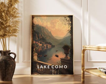 Comer See Italien Kunstdruck: Sonnenuntergang Italien Poster | Italienische Wandkunst