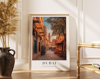 Dubai Old Town Travel Poster: Modern UAE Wall Art Print