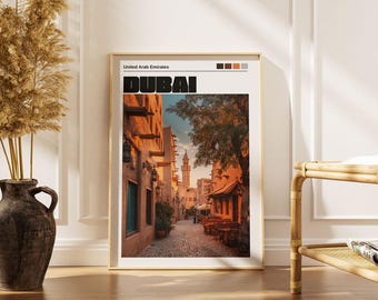 Dubai Old Town Travel Poster: Modern UAE Wall Art Print