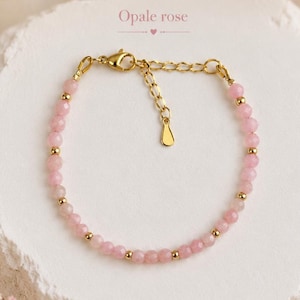 Bracelet opale rose, Bracelet en pierre naturelle fin rose . Bracelet femme, fille idée cadeau femme