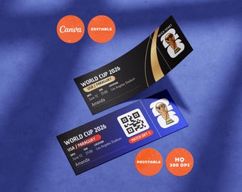 Szablon zaproszenia na Mistrzostwa Świata 2026 z biletem, spersonalizowany prezent na dzień meczu (do pobrania w wersji cyfrowej)