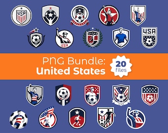 Pakiet PNG dla kibiców piłki nożnej USA – 20 emblematów piłkarskich Mistrzostw Świata 2026 (do pobrania w wersji cyfrowej)