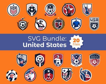 Pakiet SVG dla fanów piłki nożnej USA – 20 emblematów piłkarskich Mistrzostw Świata 2026 (do pobrania w wersji cyfrowej)