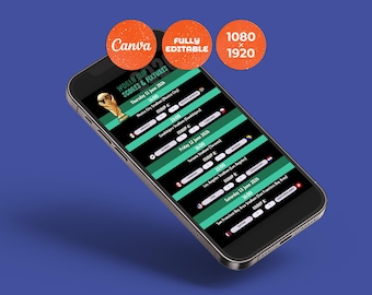 Wyniki i harmonogram Mistrzostw Świata 2026, edytowalny szablon Canva, terminarz piłkarski, planer mobilny, pobieranie cyfrowe