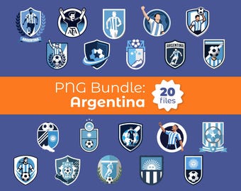 Pakiet PNG Argentyny – 20 herbów piłkarskich Mistrzostw Świata 2026 (do pobrania w wersji cyfrowej)