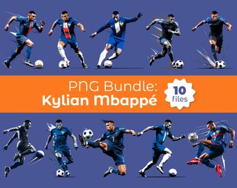 PNG Bundle Kylian Mbappé (10 plików) World Cup 2026 - Digital Download