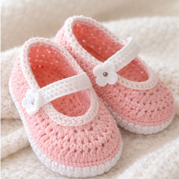 Crochet Baby Booties Pattern PDF (0–12 Months) | Easy Mary Jane Baby Shoes | Instant Download