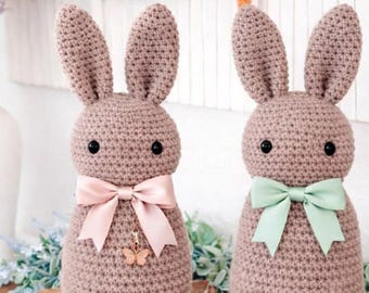 Wheat Stitch Bunny Crochet Pattern, Textured Amigurumi Toy