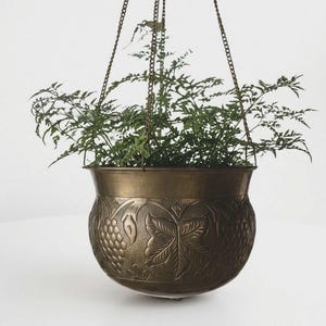 Maceta colgante japonesa vintage de cobre/recipiente decorativo/cuenco metálico multiusos