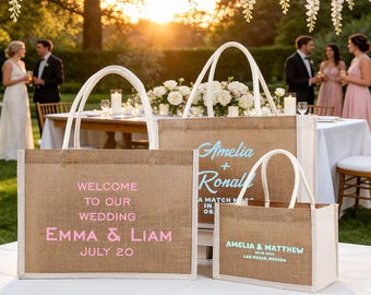 Bolsas medianas de yute y arpillera, bolsas de regalo para bodas, bolsas de bienvenida para bodas, regalos de boda, regalos de despedida de soltera, bolsas de bienvenida para bodas en la playa, bolsas de regalo