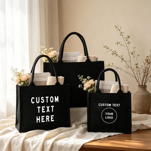 Gepersonaliseerde zwarte draagtas | Bedrukking op maat | Draagtas met eigen logo | Terug naar schoolseizoen | Draagtas voor leerkrachten | Groepsgeschenk | Uw logo | Teamgeschenk