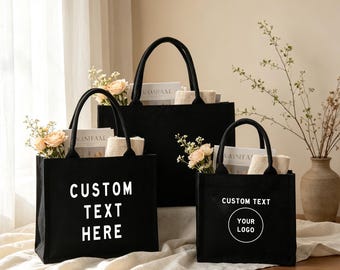 Schwarze Tragetasche nach Wunsch | Individueller Aufdruck | Personalisierte Tragetasche | Schulanfang | Tragetasche für Lehrer | Geschenk für Gruppen | Ihr Logo | Teamgeschenk