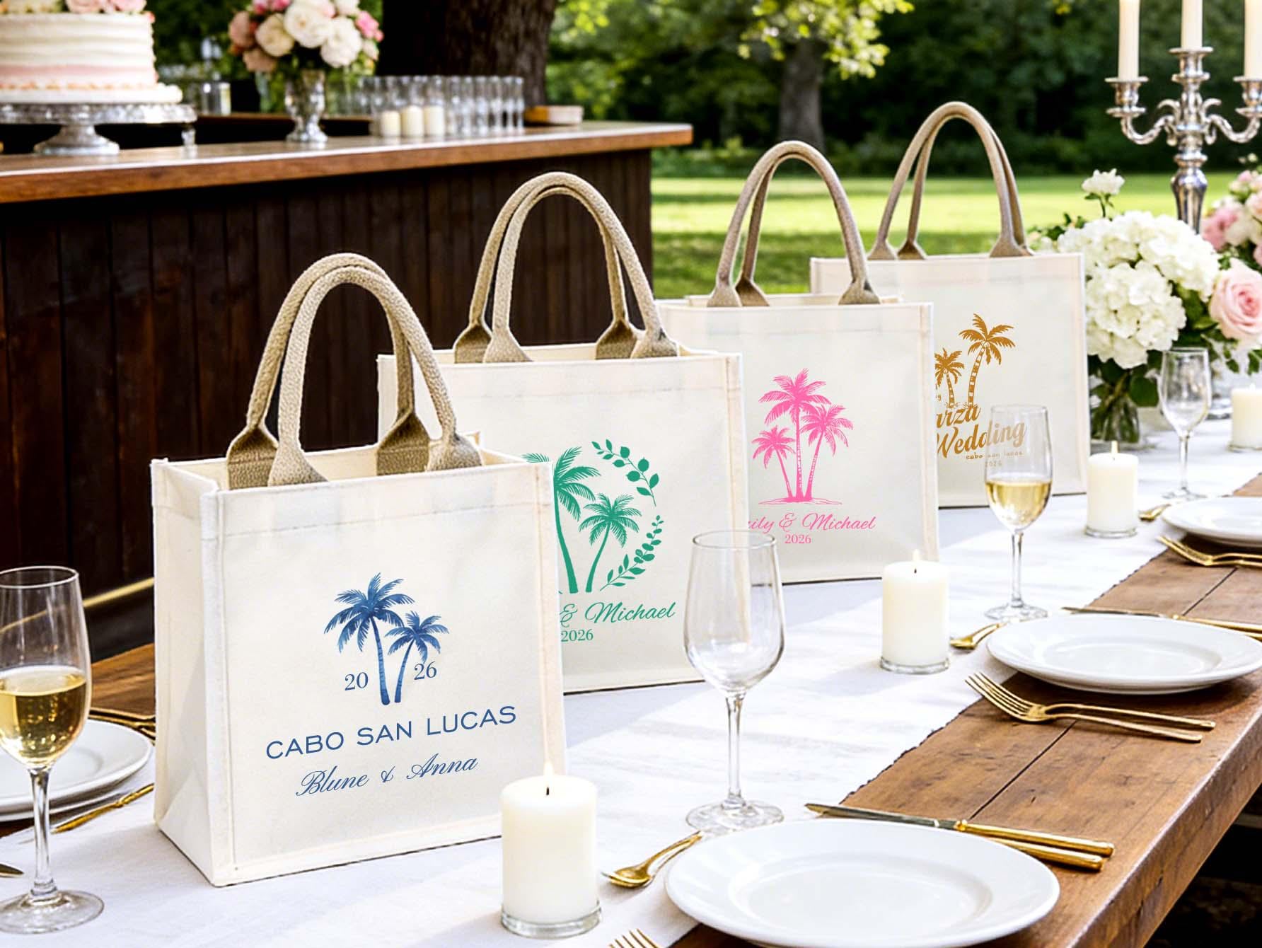Palm Tree Wedding Tote Bags