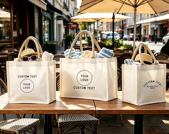 Gepersonaliseerde draagtas, draagtas met aangepast logo, cadeau bruidsfeest, vrijgezellenfeesttas, reis- en strandtas, groepscadeau, jouw logo, teamcadeau