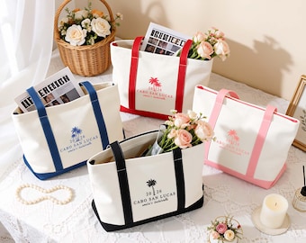 Personalisierte Tragetasche - Geschenk Brautjungfer Geschenk (mit Reißverschluss) - Brautparty Tasche mit individueller Beschriftung - Geschenk zum Junggesellenabschied