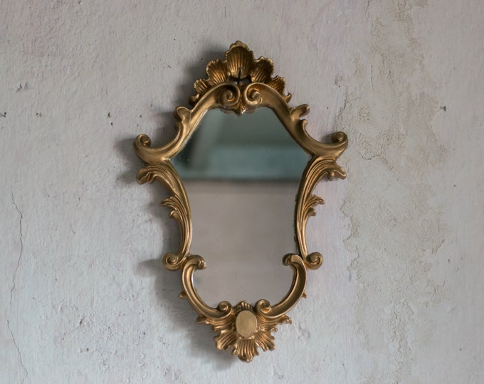 French Hanging Mirror // Wall Hanging Decor in Gold Gilt Frame Etsy