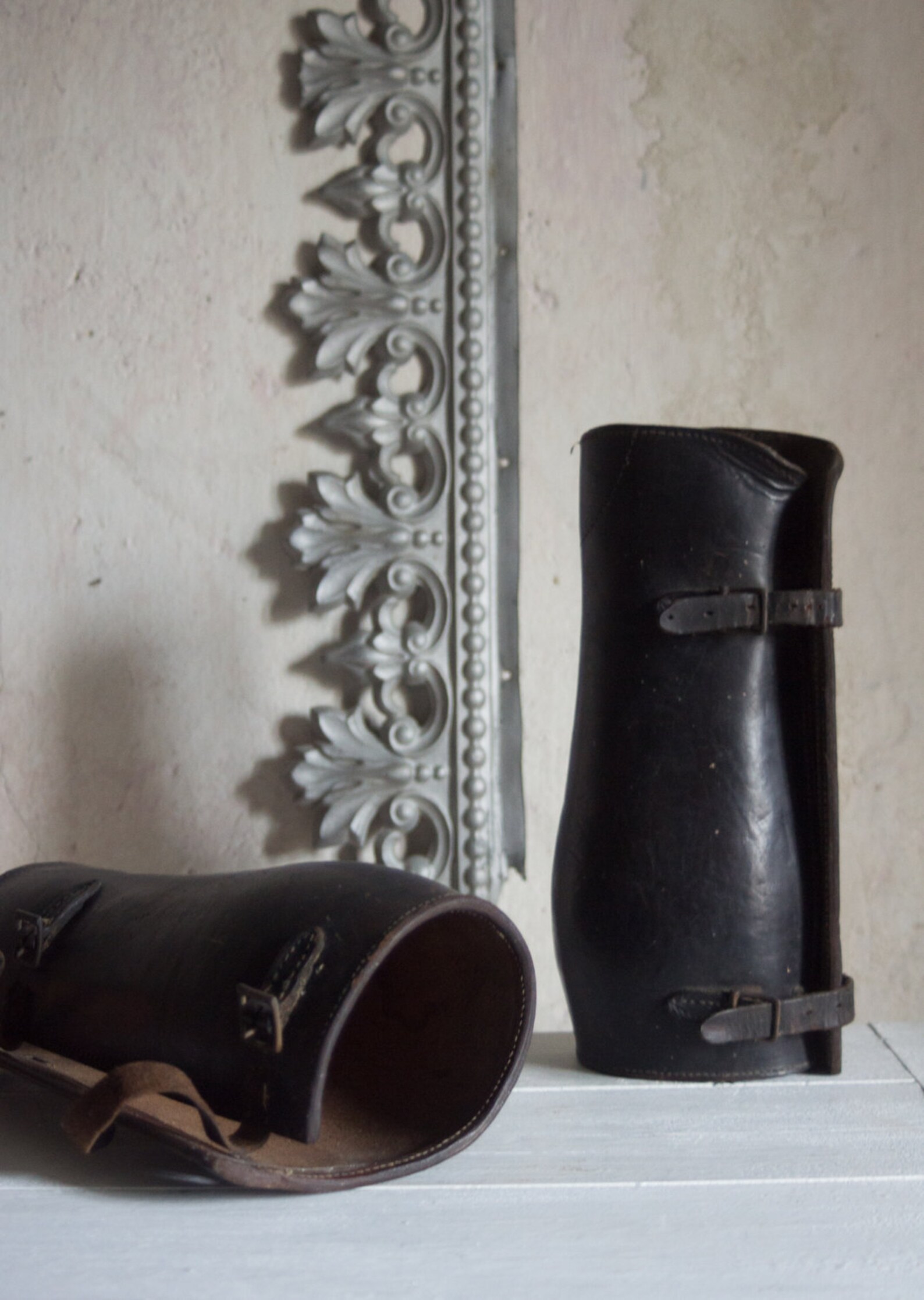 French Cavalry Leather Gaiters // World War One Army Spats // Etsy