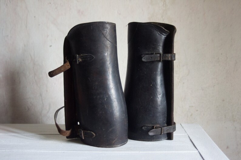 French Cavalry Leather Gaiters // World War One Army Spats // Etsy
