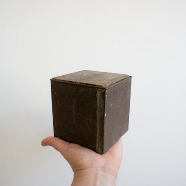 vintage wood cube, a teacher's aid to teach french school children volumes.