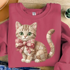 Faux Patchwork American Shorthair Cat PNG | Cute Cat Clipart | Digital Download | Sublimation Design