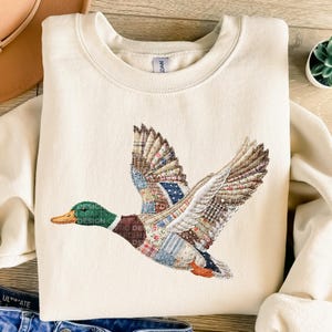 Mallard Duck Faux Patchwork PNG | Printable Waterfowl Clipart | Digital Download | Rustic Bird Art for Sublimation & Crafts