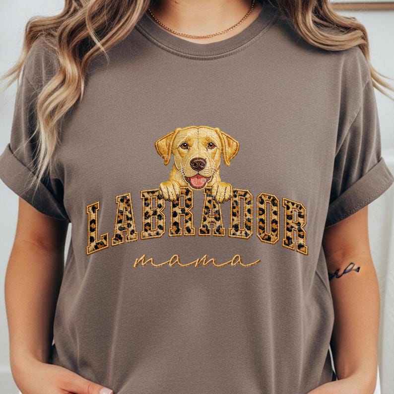 Yellow Lab Mama PNG, Labrador Dog Mom Shirt Design, Leopard Print Faux ...