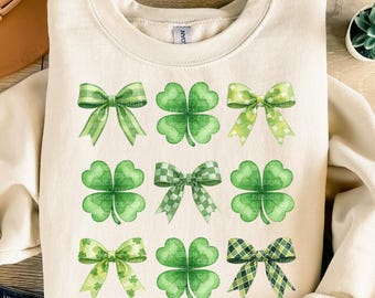 St Patricks Coquette Bows and Clovers PNG, Lucky Bow Clipart, St Patrick’s Day Digital Download, Cute Shamrock PNG