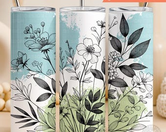 Wildflower Tumbler Wrap PNG | Floral Sublimation Design (20oz Skinny Tumbler) (Instant Download)